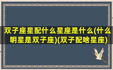 双子座星配什么星座是什么(什么眀星是双子座)(双子配啥星座)