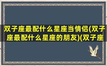 双子座最配什么星座当情侣(双子座最配什么星座的朋友)(双子座最般配什么星座)