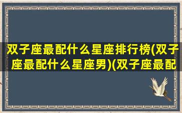 双子座最配什么星座排行榜(双子座最配什么星座男)(双子座最配什么座的男生)