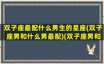 双子座最配什么男生的星座(双子座男和什么男最配)(双子座男和什么座男最配对)