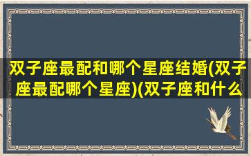 双子座最配和哪个星座结婚(双子座最配哪个星座)(双子座和什么座结婚最合适)