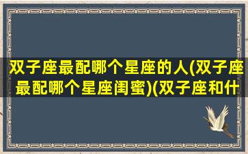 双子座最配哪个星座的人(双子座最配哪个星座闺蜜)(双子座和什么星座最配闺蜜)