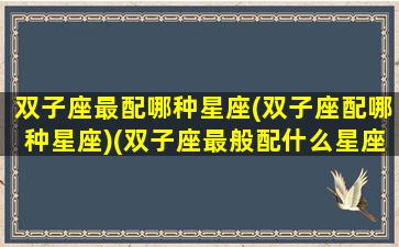 双子座最配哪种星座(双子座配哪种星座)(双子座最般配什么星座)