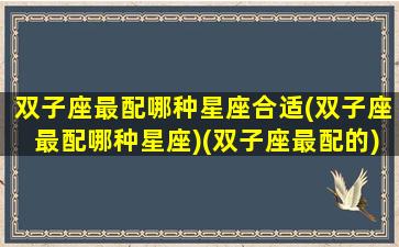 双子座最配哪种星座合适(双子座最配哪种星座)(双子座最配的)