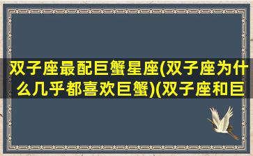 双子座最配巨蟹星座(双子座为什么几乎都喜欢巨蟹)(双子座和巨蟹什么座最配)