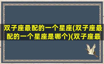 双子座最配的一个星座(双子座最配的一个星座是哪个)(双子座最配的三个星座)