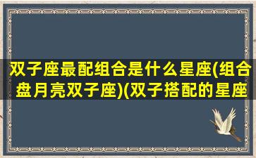 双子座最配组合是什么星座(组合盘月亮双子座)(双子搭配的星座)