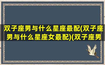 双子座男与什么星座最配(双子座男与什么星座女最配)(双子座男跟什么星座最配)