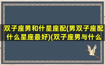 双子座男和什星座配(男双子座配什么星座最好)(双子座男与什么星座最配)