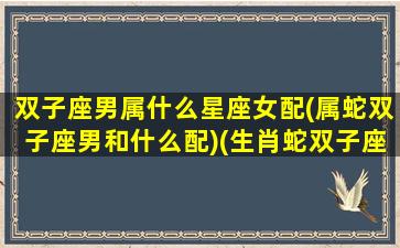 双子座男属什么星座女配(属蛇双子座男和什么配)(生肖蛇双子座男)