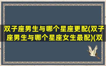 双子座男生与哪个星座更配(双子座男生与哪个星座女生最配)(双子座男和那个星座配)