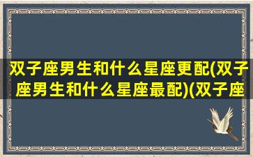 双子座男生和什么星座更配(双子座男生和什么星座最配)(双子座男和什么星座比较配)