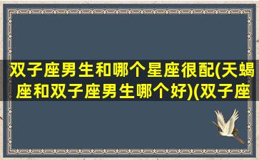 双子座男生和哪个星座很配(天蝎座和双子座男生哪个好)(双子座的男生和天蝎座女生配吗)