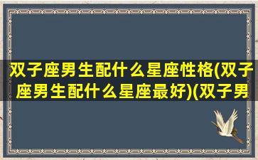 双子座男生配什么星座性格(双子座男生配什么星座最好)(双子男生配什么星座女生)