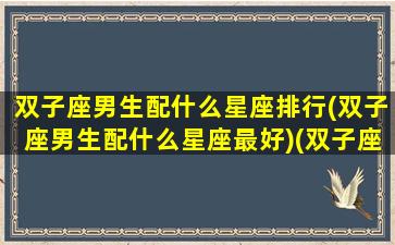 双子座男生配什么星座排行(双子座男生配什么星座最好)(双子座男适配星座)