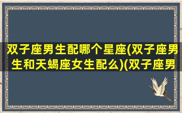 双子座男生配哪个星座(双子座男生和天蝎座女生配么)(双子座男配天蝎座女合适吗)