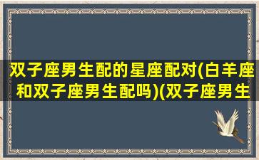 双子座男生配的星座配对(白羊座和双子座男生配吗)(双子座男生和白羊座女生性格合不合呢)