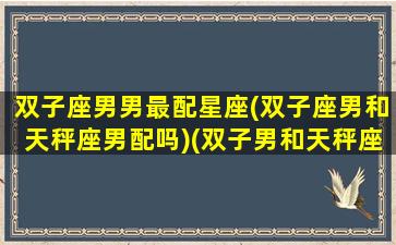 双子座男男最配星座(双子座男和天秤座男配吗)(双子男和天秤座女配吗)