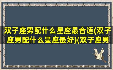 双子座男配什么星座最合适(双子座男配什么星座最好)(双子座男生配什么星座的女生)