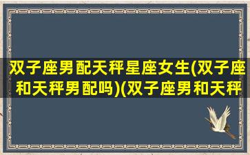 双子座男配天秤星座女生(双子座和天秤男配吗)(双子座男和天秤座配对指数)