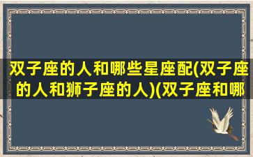 双子座的人和哪些星座配(双子座的人和狮子座的人)(双子座和哪个星座更加般配)