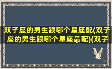 双子座的男生跟哪个星座配(双子座的男生跟哪个星座最配)(双子座男生跟哪个星座女生最配)