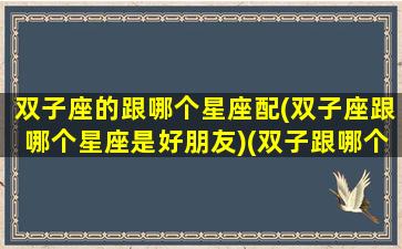 双子座的跟哪个星座配(双子座跟哪个星座是好朋友)(双子跟哪个星座最合适)