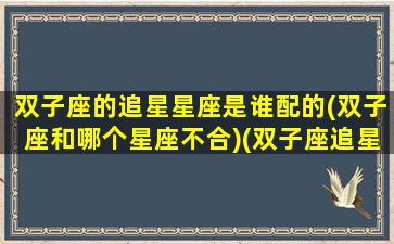 双子座的追星星座是谁配的(双子座和哪个星座不合)(双子座追星可以追多久)