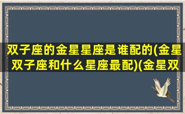 双子座的金星星座是谁配的(金星双子座和什么星座最配)(金星双子适合)