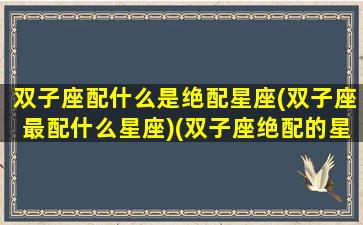 双子座配什么是绝配星座(双子座最配什么星座)(双子座绝配的星座是什么)