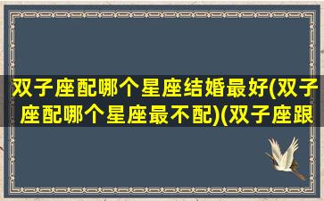 双子座配哪个星座结婚最好(双子座配哪个星座最不配)(双子座跟什么星座结婚)