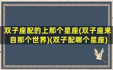 双子座配的上那个星座(双子座来自那个世界)(双子配哪个星座)