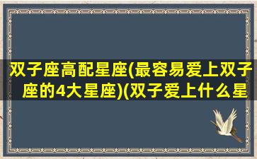 双子座高配星座(最容易爱上双子座的4大星座)(双子爱上什么星座难以放弃)