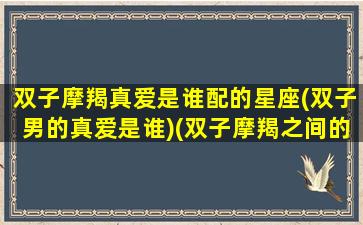 双子摩羯真爱是谁配的星座(双子男的真爱是谁)(双子摩羯之间的吸引力)