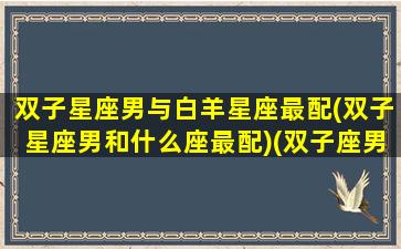 双子星座男与白羊星座最配(双子星座男和什么座最配)(双子座男与白羊座女相配吗)