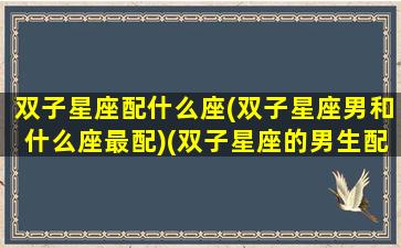 双子星座配什么座(双子星座男和什么座最配)(双子星座的男生配什么座女生)