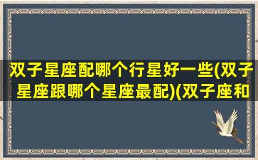 双子星座配哪个行星好一些(双子星座跟哪个星座最配)(双子座和哪个星星座最配)