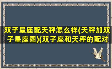 双子星座配天秤怎么样(天秤加双子星座图)(双子座和天秤的配对指数是多少)