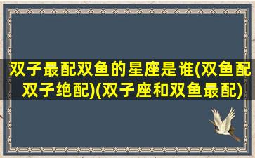 双子最配双鱼的星座是谁(双鱼配双子绝配)(双子座和双鱼最配)