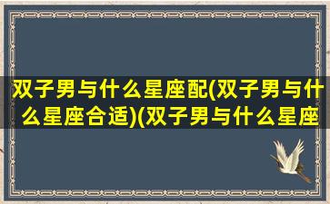 双子男与什么星座配(双子男与什么星座合适)(双子男与什么星座最配)