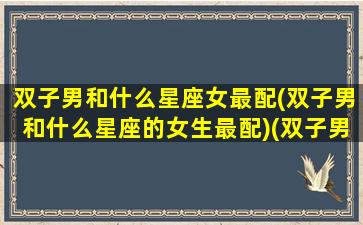 双子男和什么星座女最配(双子男和什么星座的女生最配)(双子男和哪个星座女最合适)