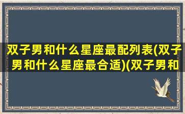 双子男和什么星座最配列表(双子男和什么星座最合适)(双子男和哪个星座最般配)