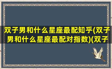 双子男和什么星座最配知乎(双子男和什么星座最配对指数)(双子男与哪个星座最配)