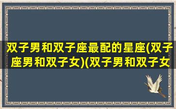 双子男和双子座最配的星座(双子座男和双子女)(双子男和双子女座配对指数)