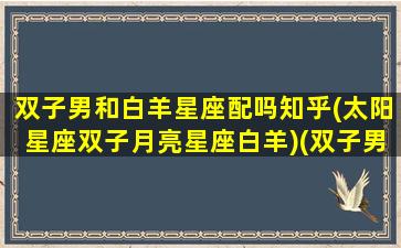 双子男和白羊星座配吗知乎(太阳星座双子月亮星座白羊)(双子男生和白羊座女生配吗)