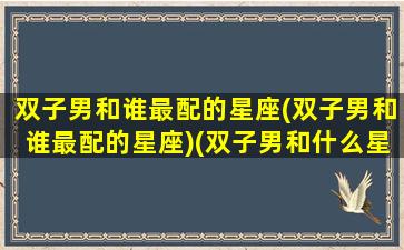 双子男和谁最配的星座(双子男和谁最配的星座)(双子男和什么星座最配排行)