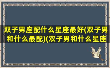 双子男座配什么星座最好(双子男和什么最配)(双子男和什么星座最配排行)