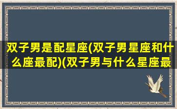 双子男是配星座(双子男星座和什么座最配)(双子男与什么星座最配对)