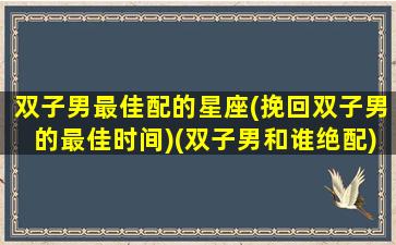 双子男最佳配的星座(挽回双子男的最佳时间)(双子男和谁绝配)