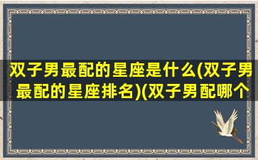 双子男最配的星座是什么(双子男最配的星座排名)(双子男配哪个星座)